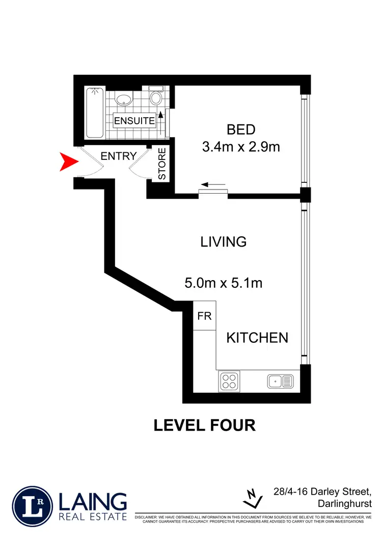 Floorplan of Homely apartment listing, 28/6-14 Darley Street, Darlinghurst NSW 2010