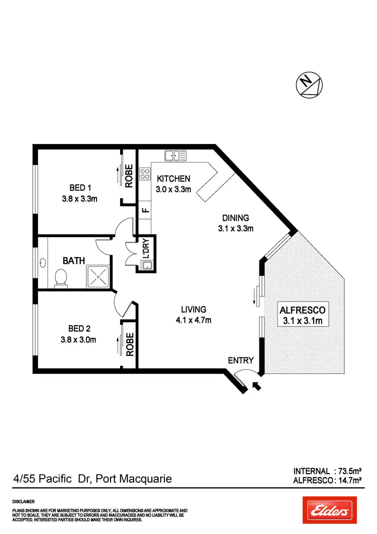 Floorplan of Homely unit listing, 4/55-56 Pacific Drive, Port Macquarie NSW 2444