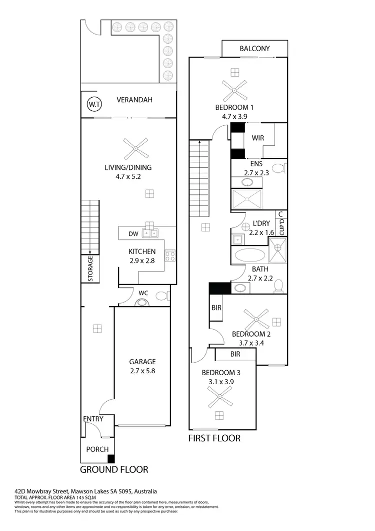 Floorplan of Homely townhouse listing, 42D Mowbray St, Mawson Lakes SA 5095