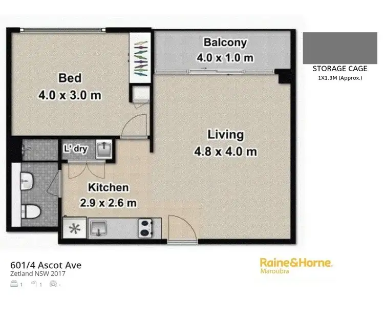 Floorplan of Homely apartment listing, 601/4 ASCOT AVENUE, Zetland NSW 2017