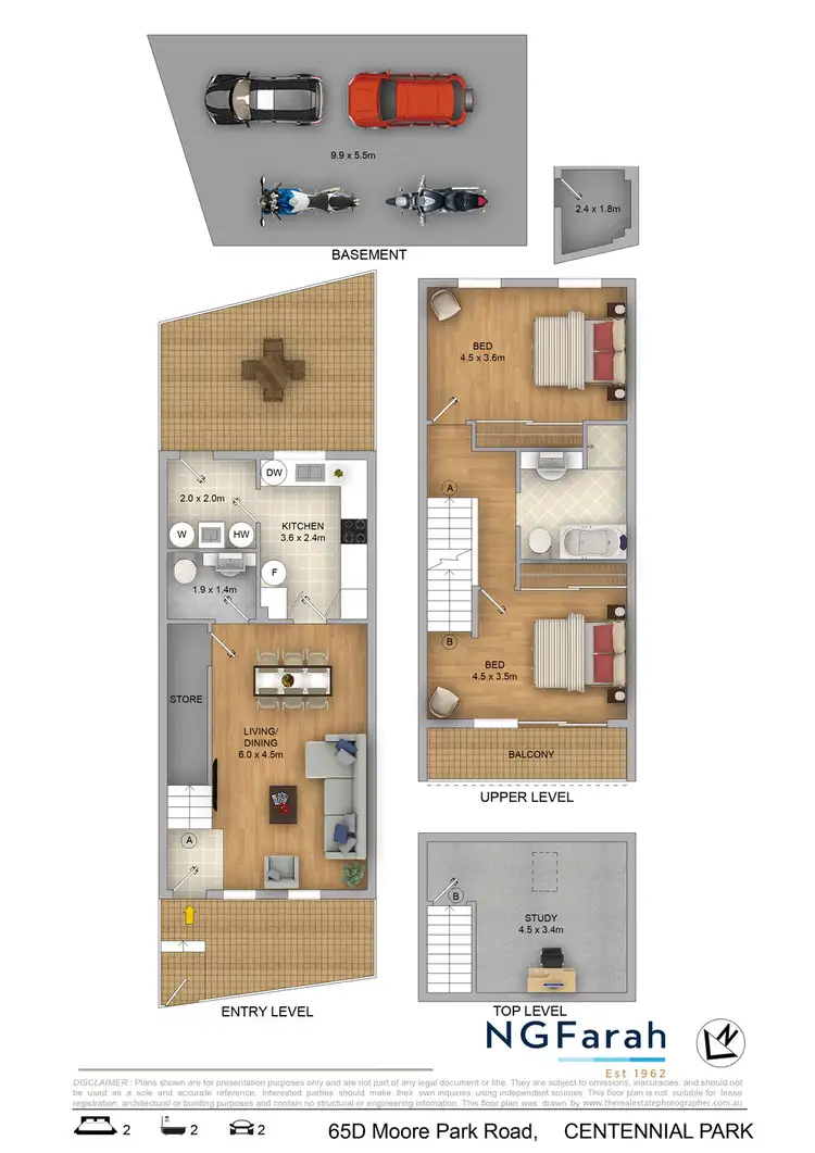 Floorplan of Homely townhouse listing, 65D Moore Park Road, Centennial Park NSW 2021