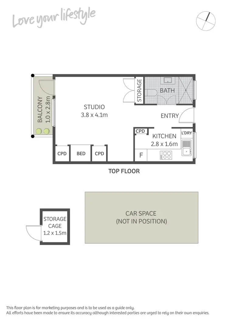 Floorplan of Homely studio listing, 23/71 Alice Street, Newtown NSW 2042