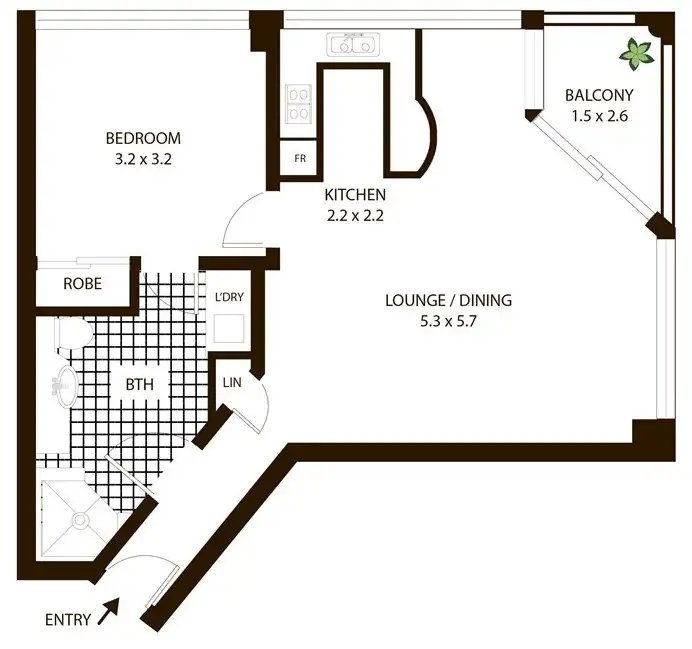 Floorplan of Homely apartment listing, 706/22-40 Sir John Young Crescent, Woolloomooloo NSW 2011