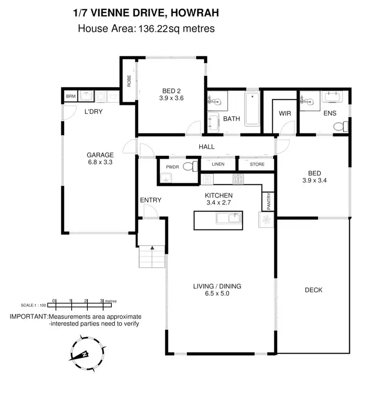 Floorplan of Homely townhouse listing, 1/7 Vienne Drive, Howrah TAS 7018