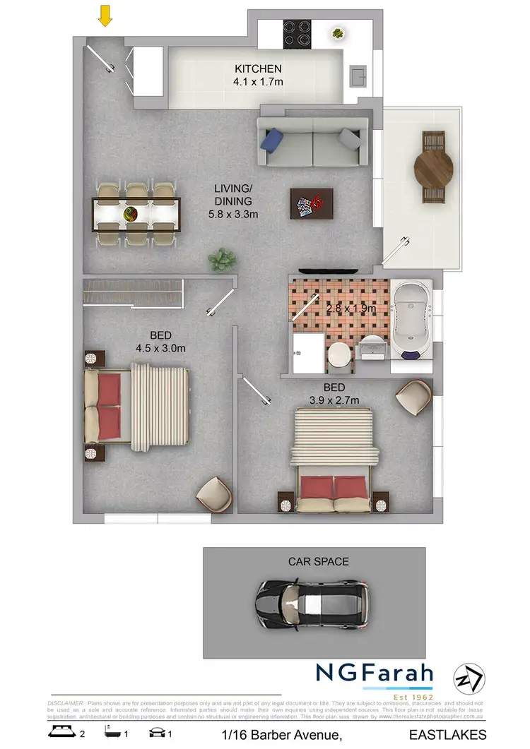 Floorplan of Homely unit listing, 1/16 Barber Avenue, Eastlakes NSW 2018