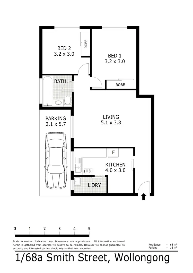 Floorplan of Homely unit listing, 1/68a Smith Street, Wollongong NSW 2500