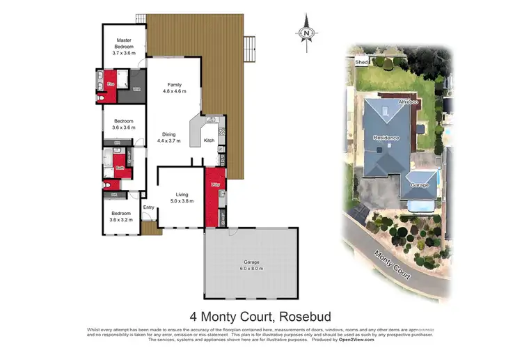Floorplan of Homely house listing, 4 Monty Court, Rosebud VIC 3939