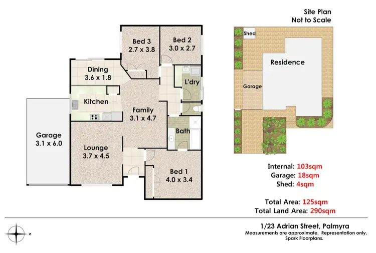 Floorplan of Homely unit listing, 23A Adrian Street, Palmyra WA 6157