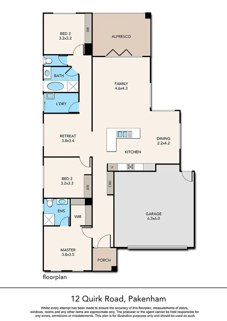 Floorplan of Homely house listing, 12 Quirk Road, Pakenham VIC 3810