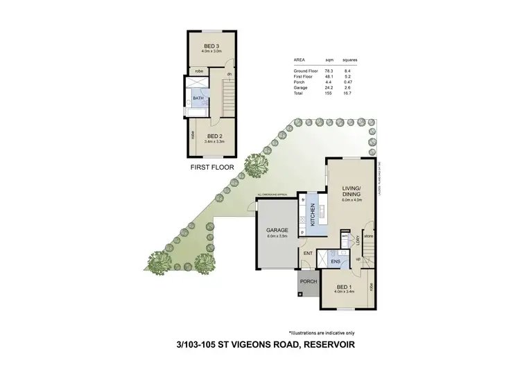 Floorplan of Homely townhouse listing, 3/103-105 St Vigeons Road, Reservoir VIC 3073