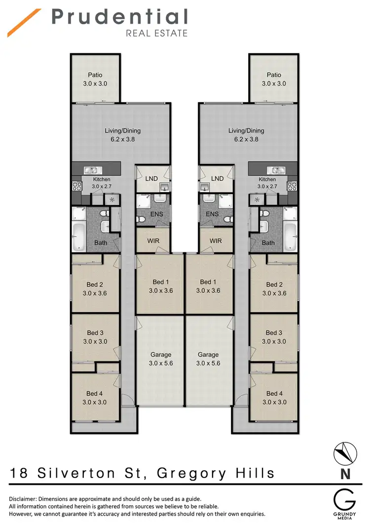 Floorplan of Homely semi-detached listing, 1/18 Silverton Street, Gregory Hills NSW 2557