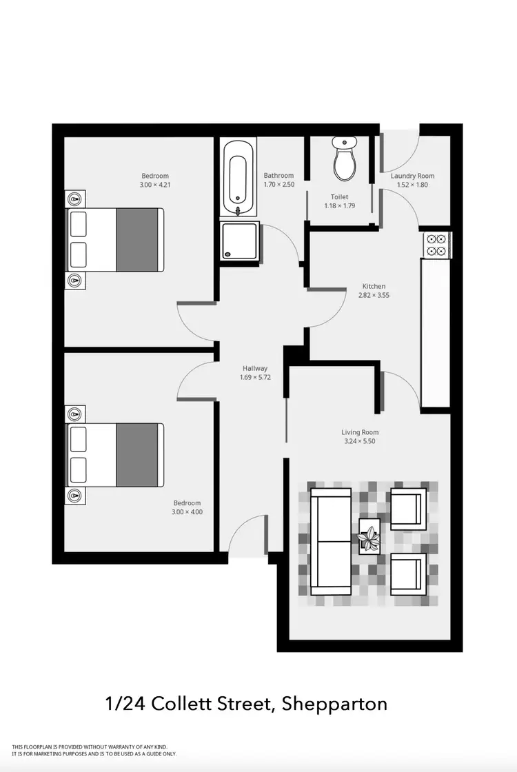 Floorplan of Homely unit listing, 1/24 Collet Street, Shepparton VIC 3630