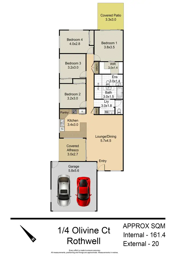 Floorplan of Homely semi-detached listing, 1/4 OLIVINE COURT, Rothwell QLD 4022