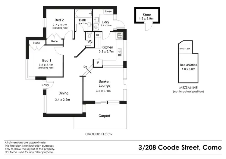 Floorplan of Homely villa listing, 2/208 Coode Street, Como WA 6152