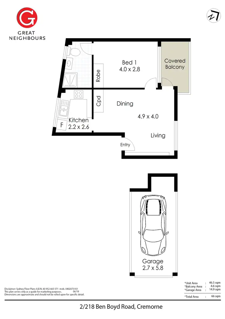 Floorplan of Homely apartment listing, 2/218 Ben Boyd Road, Neutral Bay NSW 2089