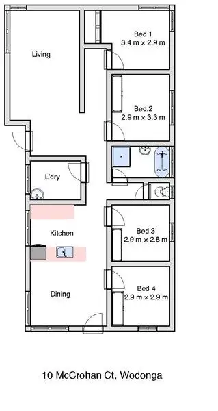 Floorplan of Homely house listing, 10 McCrohan Court, Wodonga VIC 3690