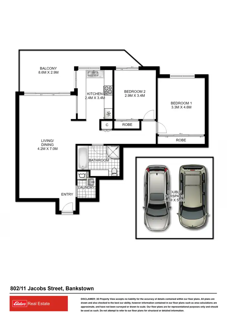Floorplan of Homely unit listing, 802/11 Jacobs Street, Bankstown NSW 2200