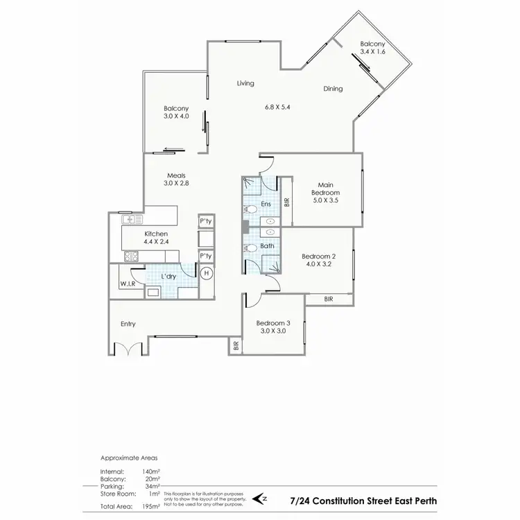 Floorplan of Homely apartment listing, 7/24 Constitution Street, East Perth WA 6004