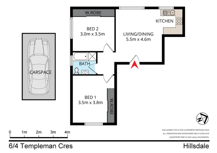 Floorplan of Homely unit listing, 6/4 Templeman Crescent, Hillsdale NSW 2036