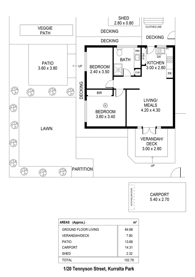 Floorplan of Homely unit listing, 1/20 Tennyson Street, Kurralta Park SA 5037