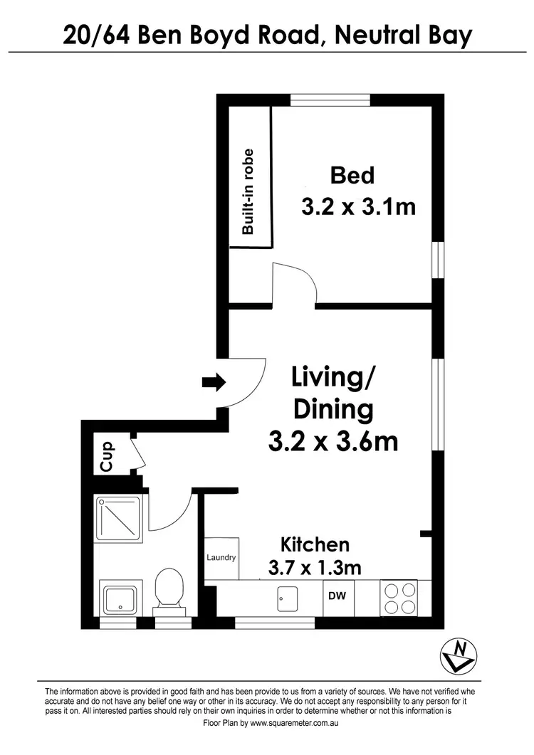 Floorplan of Homely apartment listing, 20/64 Ben Boyd Road, Neutral Bay NSW 2089