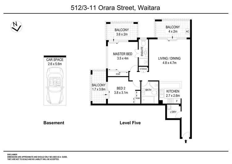 Floorplan of Homely apartment listing, 512/3-11 Orara Street, Waitara NSW 2077