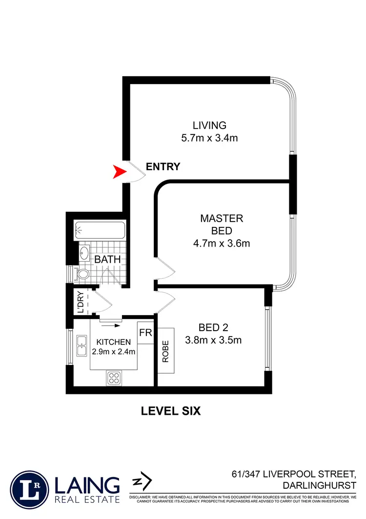 Floorplan of Homely apartment listing, 61/347 Liverpool Street, Darlinghurst NSW 2010