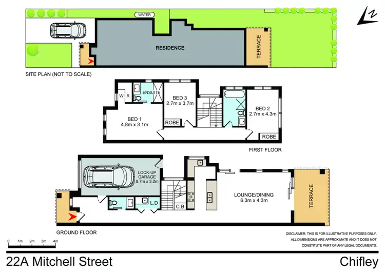 Floorplan of Homely semi-detached listing, 22A Mitchell Street, Chifley NSW 2036