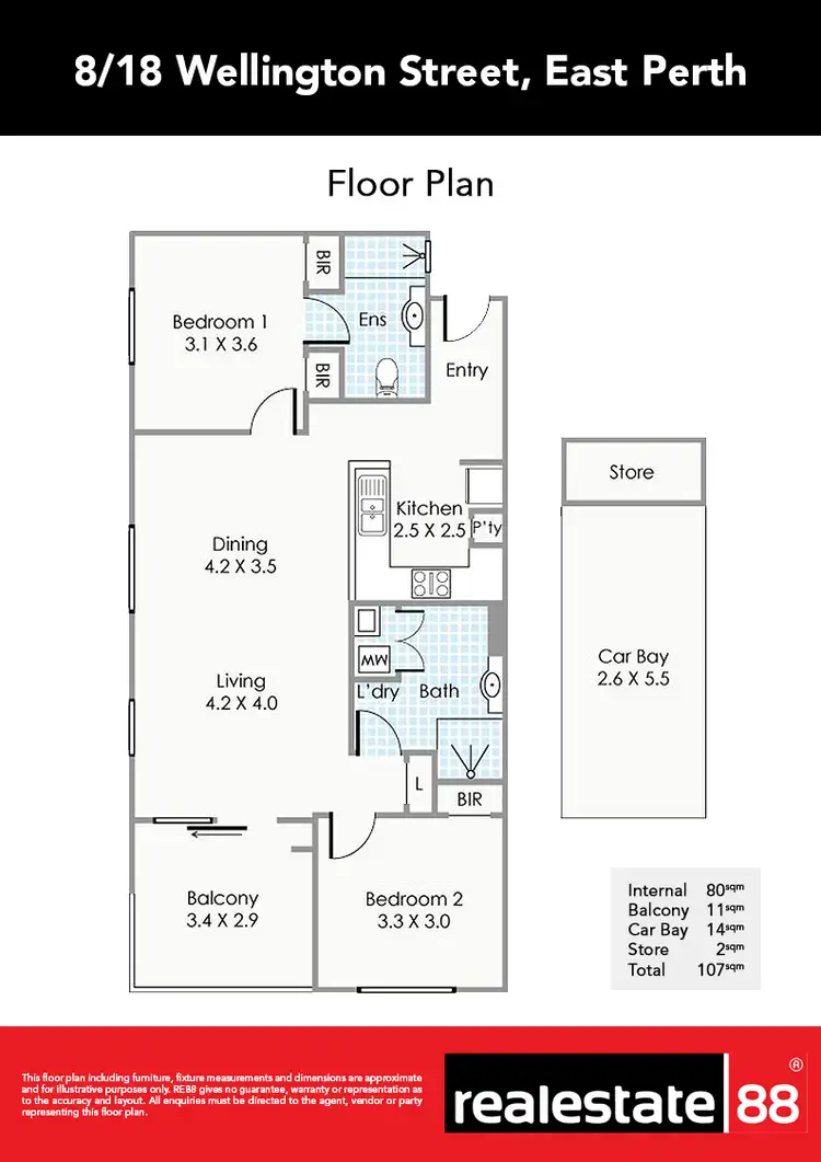 Floorplan of Homely apartment listing, 8/18 Wellington Street, East Perth WA 6004