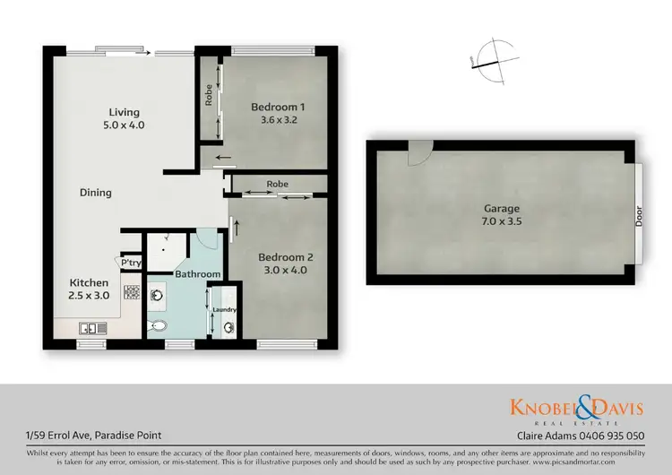 Floorplan of Homely unit listing, 1/59 Errol Avenue, Paradise Point QLD 4216