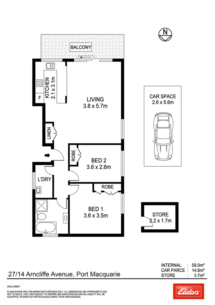 Floorplan of Homely unit listing, 27/14 Arncliffe Avenue, Port Macquarie NSW 2444
