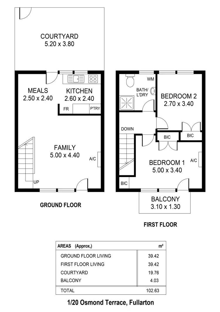 Floorplan of Homely unit listing, 1/20 Osmond Terrace, Fullarton SA 5063