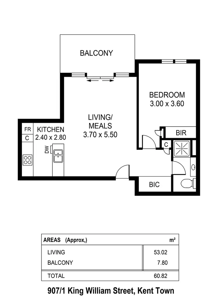 Floorplan of Homely apartment listing, 907/1 King William Street, Kent Town SA 5067