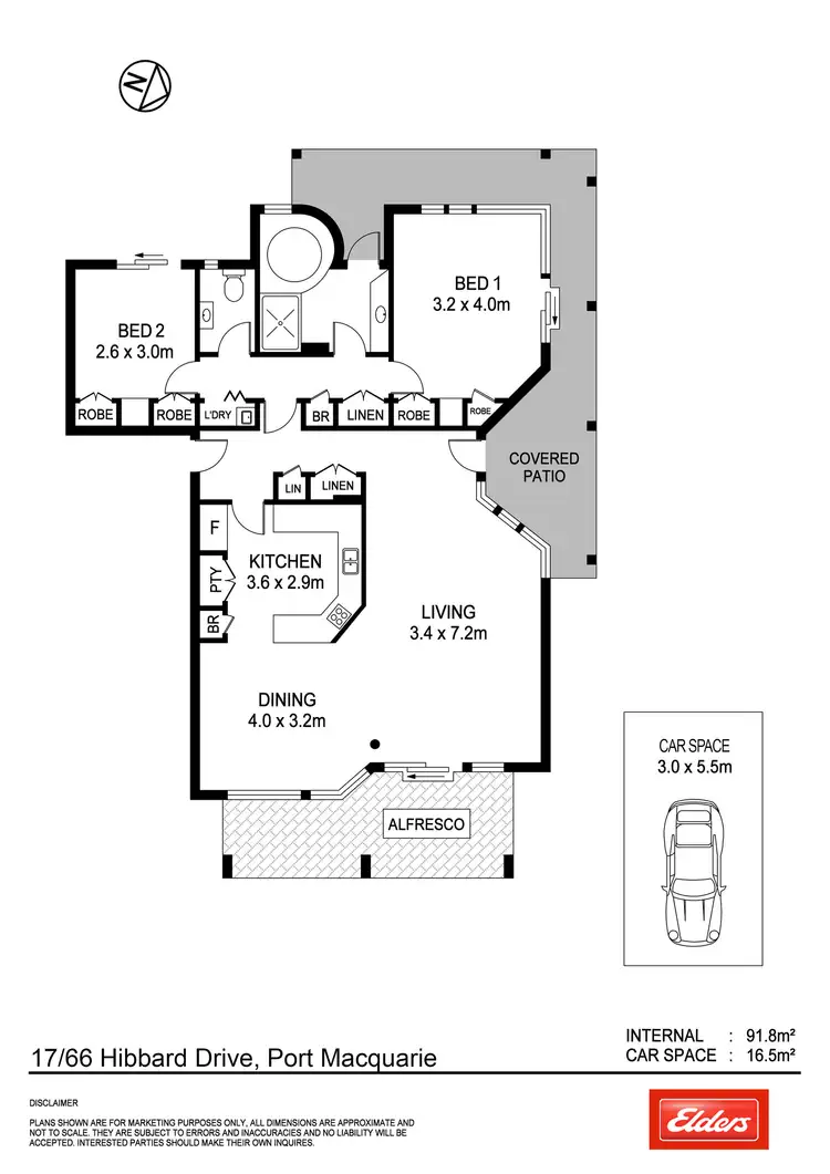 Floorplan of Homely unit listing, 17/66-68 Hibbard Drive, Port Macquarie NSW 2444