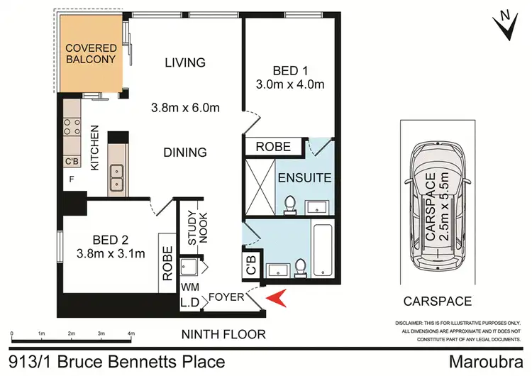 Floorplan of Homely unit listing, 913/1 Bruce Bennetts Place, Maroubra NSW 2035