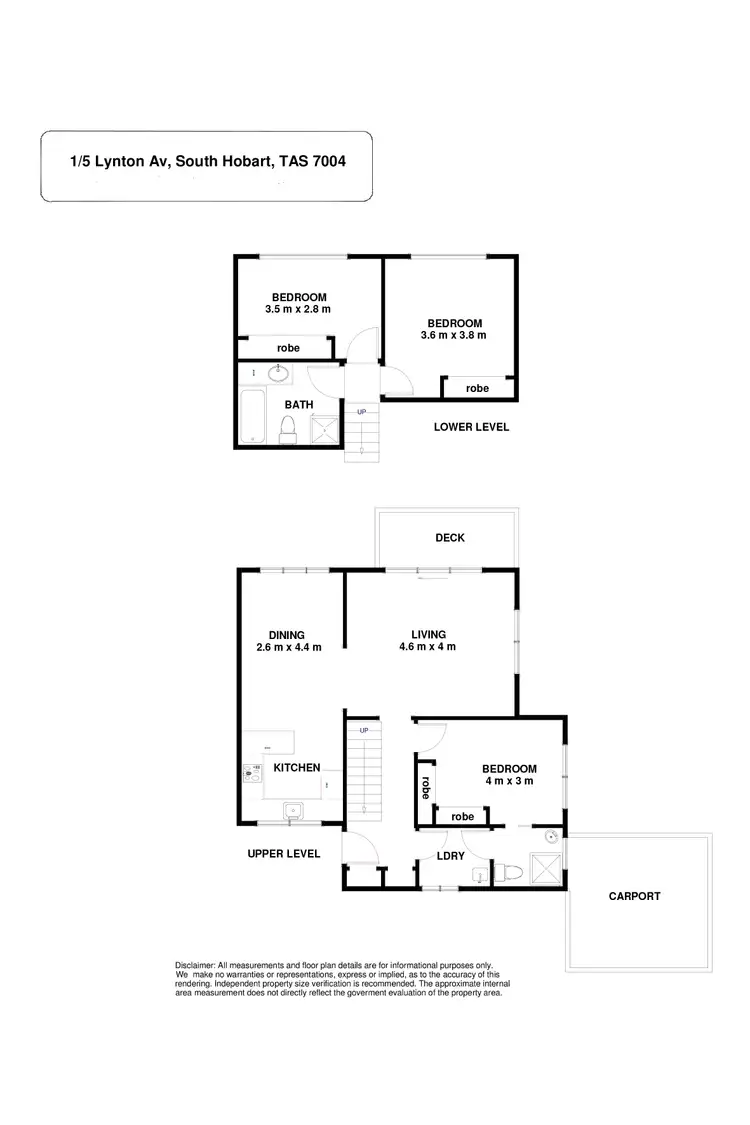 Floorplan of Homely townhouse listing, 1/5 Lynton Avenue, South Hobart TAS 7004