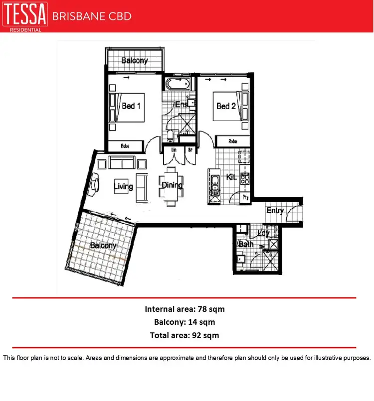 Floorplan of Homely apartment listing, 2201/92 Quay Street, Brisbane City QLD 4000