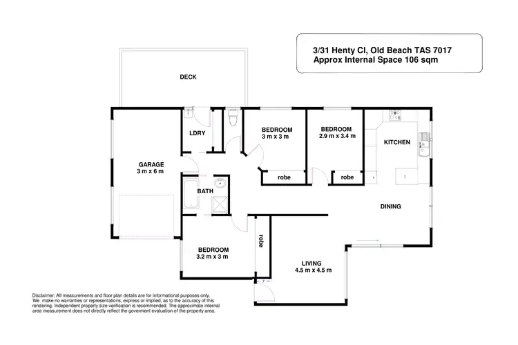 Floorplan of Homely townhouse listing, 3/31 Henty Close, Old Beach TAS 7017