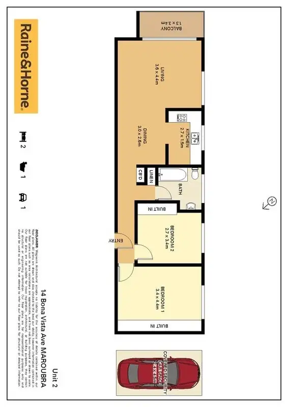 Floorplan of Homely unit listing, 2/14 Bona Vista, Avenue, Maroubra NSW 2035