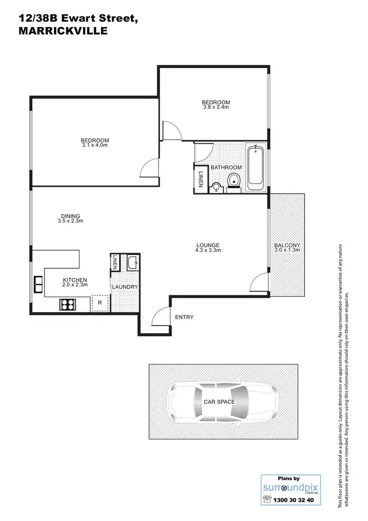Floorplan of Homely unit listing, 12/38B Ewart Street, Marrickville NSW 2204