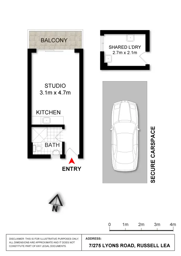 Floorplan of Homely studio listing, 7/275 Lyons Road, Russell Lea NSW 2046