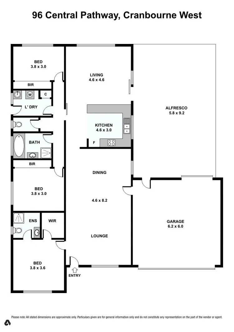 Floorplan of Homely house listing, 96 Central Parkway, Cranbourne West VIC 3977