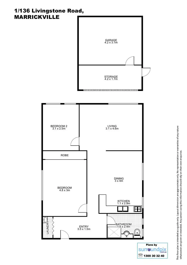 Floorplan of Homely unit listing, 1/136 Livingstone Road, Marrickville NSW 2204