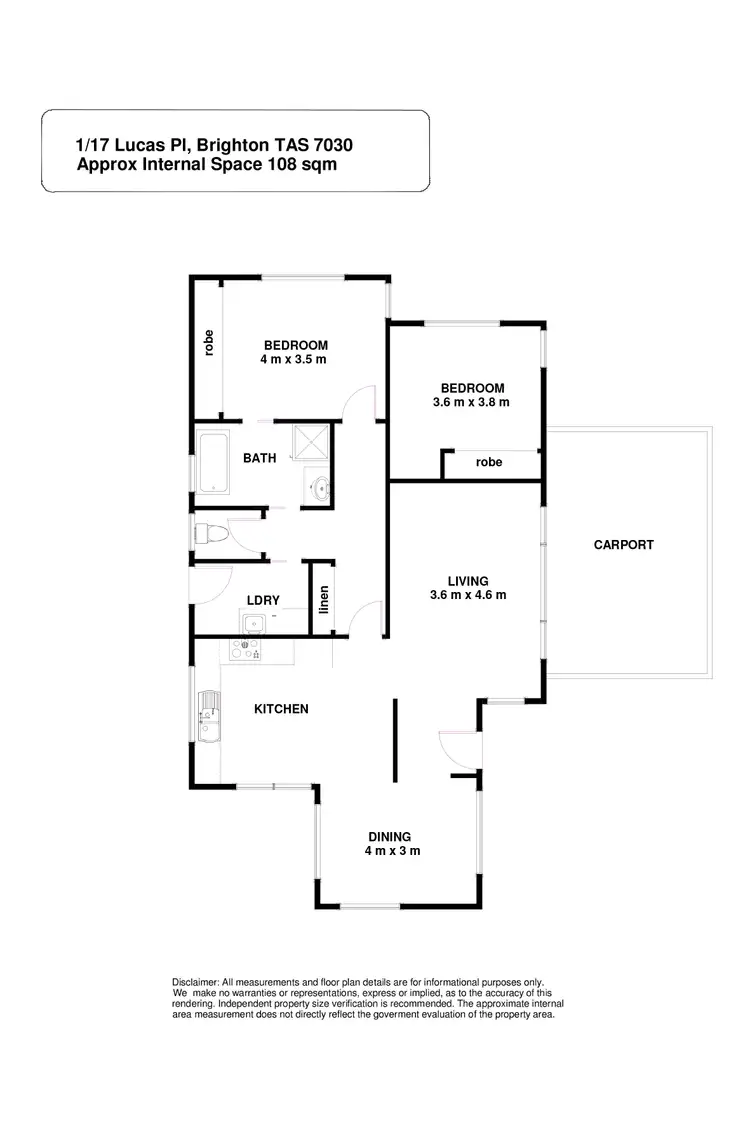 Floorplan of Homely townhouse listing, 1/17 Lucas Place, Brighton TAS 7030