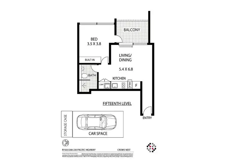 Floorplan of Homely apartment listing, R1503/200-220 Pacific Highway, Crows Nest NSW 2065
