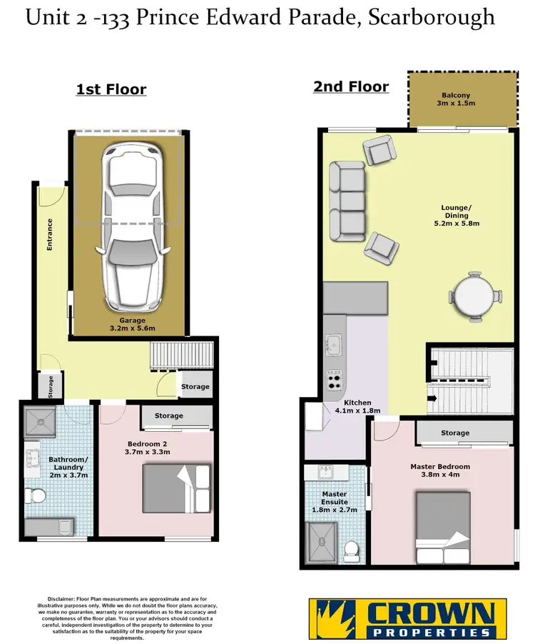 Floorplan of Homely townhouse listing, 2/133 Prince Edward Parade, Scarborough QLD 4020