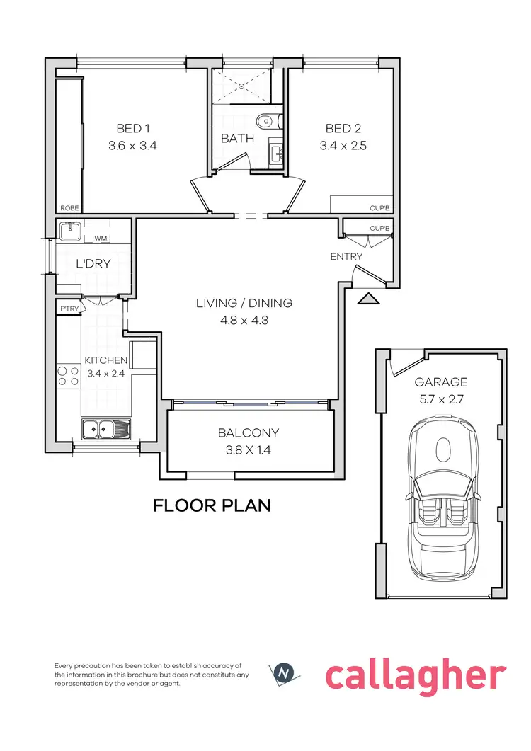 Floorplan of Homely apartment listing, 3/122-132 Georges River Road, Croydon Park NSW 2133