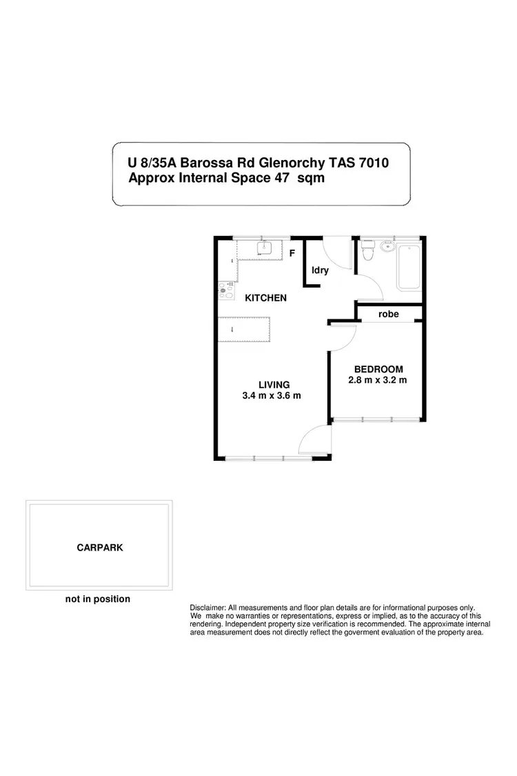 Floorplan of Homely unit listing, 8/35A Barossa Road, Glenorchy TAS 7010
