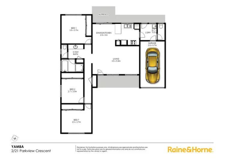 Floorplan of Homely semi-detached listing, 2/21 Parkview Crescent, Yamba NSW 2464