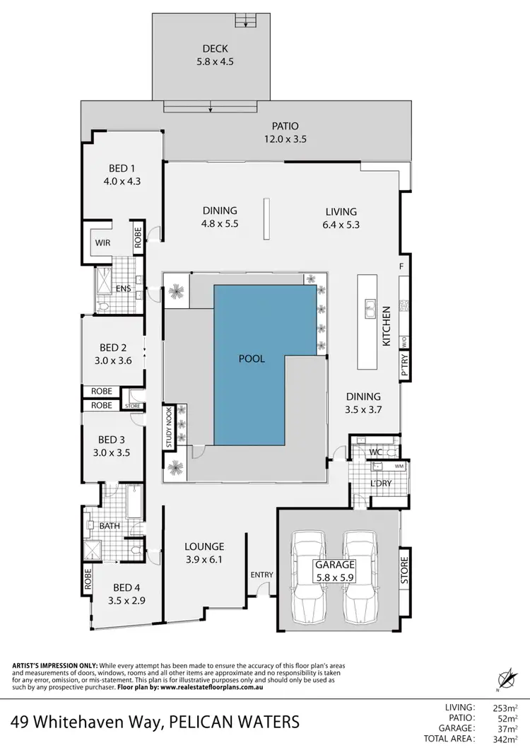 Floorplan of Homely house listing, 49 Whitehaven Way, Pelican Waters QLD 4551